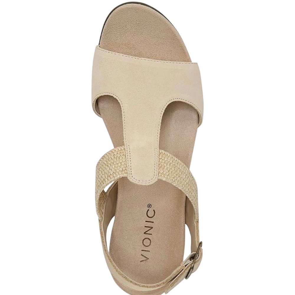 NWOB Vionic‎ Kaytie Women's Cork Wedge Sandal in Semolina size 11 Comfort Casual
